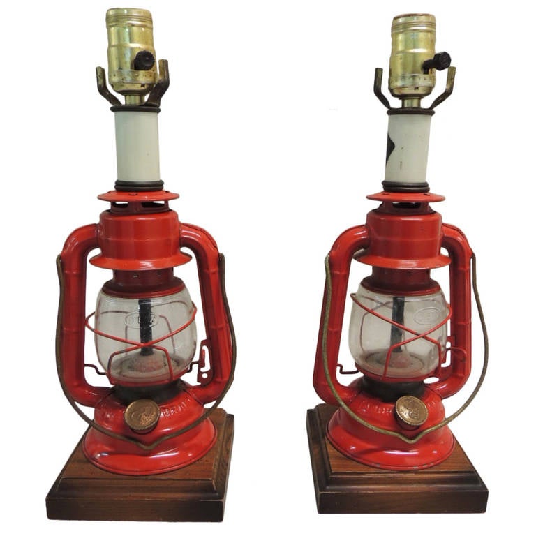 Pair of Red Lantern Lamps. at 1stDibs