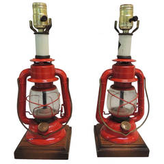Pair of Red Lantern Lamps.