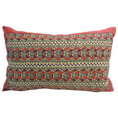 Greek Isle Antique Textile Embroidery Pillow.
