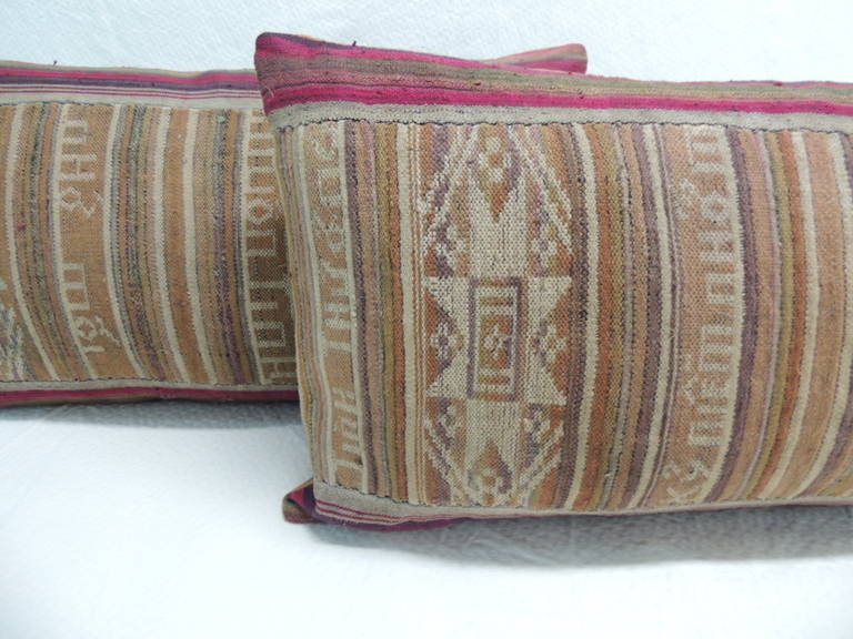 Tribal Woven MultiColor Ikat Lumbar Decorative Pillows For Sale at 1stdibs