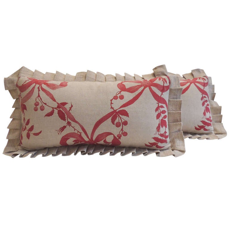 Pair of French Provincial Linen Pillows. at 1stdibs
