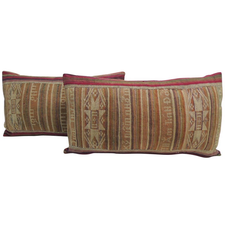 Tribal Woven MultiColor Ikat Lumbar Decorative Pillows For Sale at 1stdibs