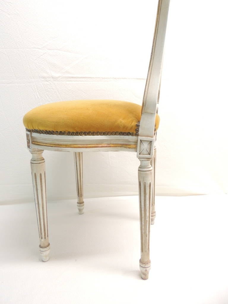 Hand-Carved Yellow Wood Carved Italian Chair with Gold Leaf Details