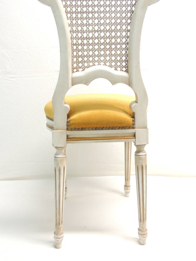 19th Century Yellow Wood Carved Italian Chair with Gold Leaf Details