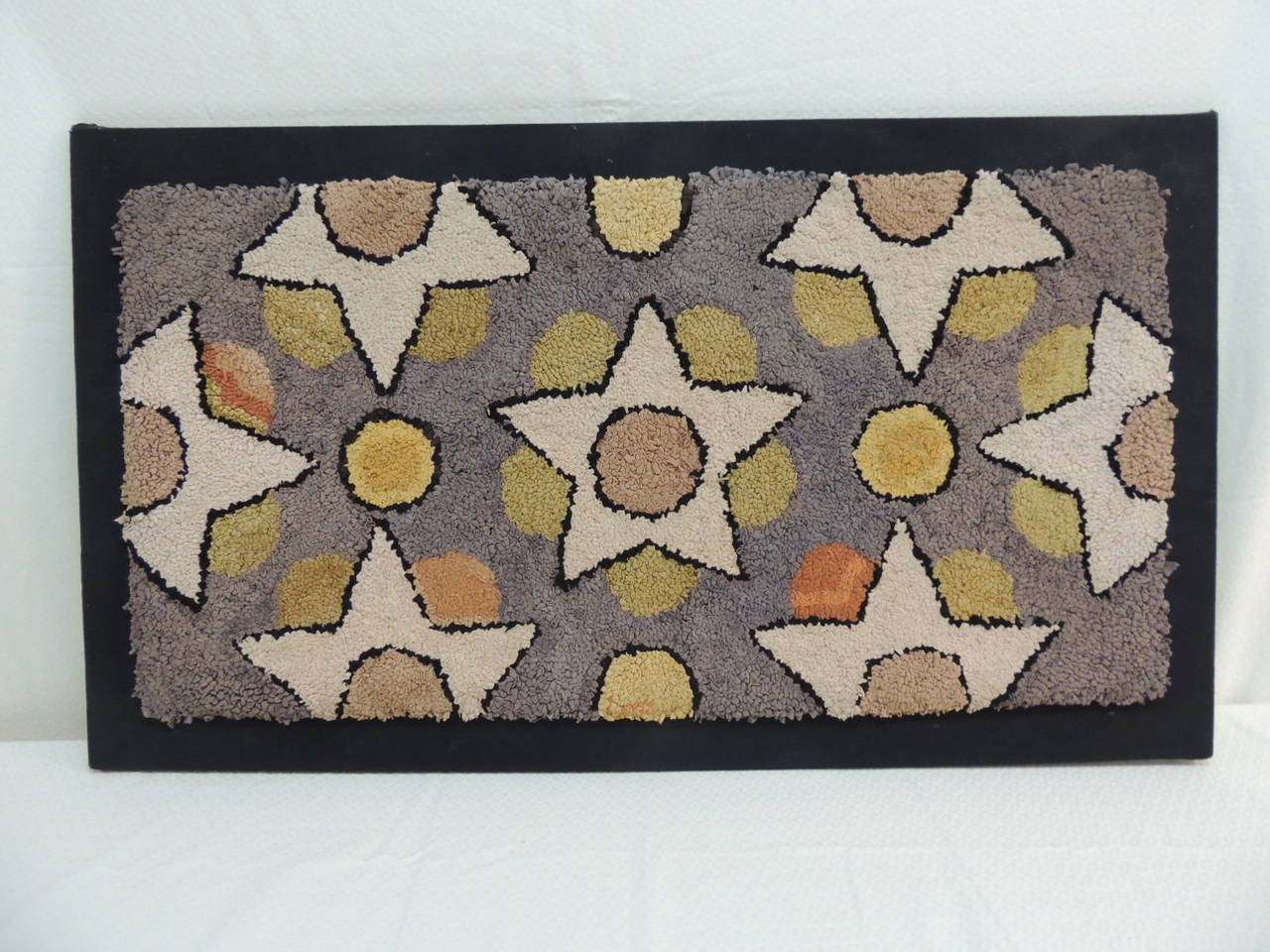 Vintage Framed "Stars" Hook Rug
