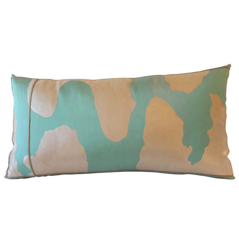 1950's Japanese Silk Teal Obi Bolster Pillow. at 1stdibs