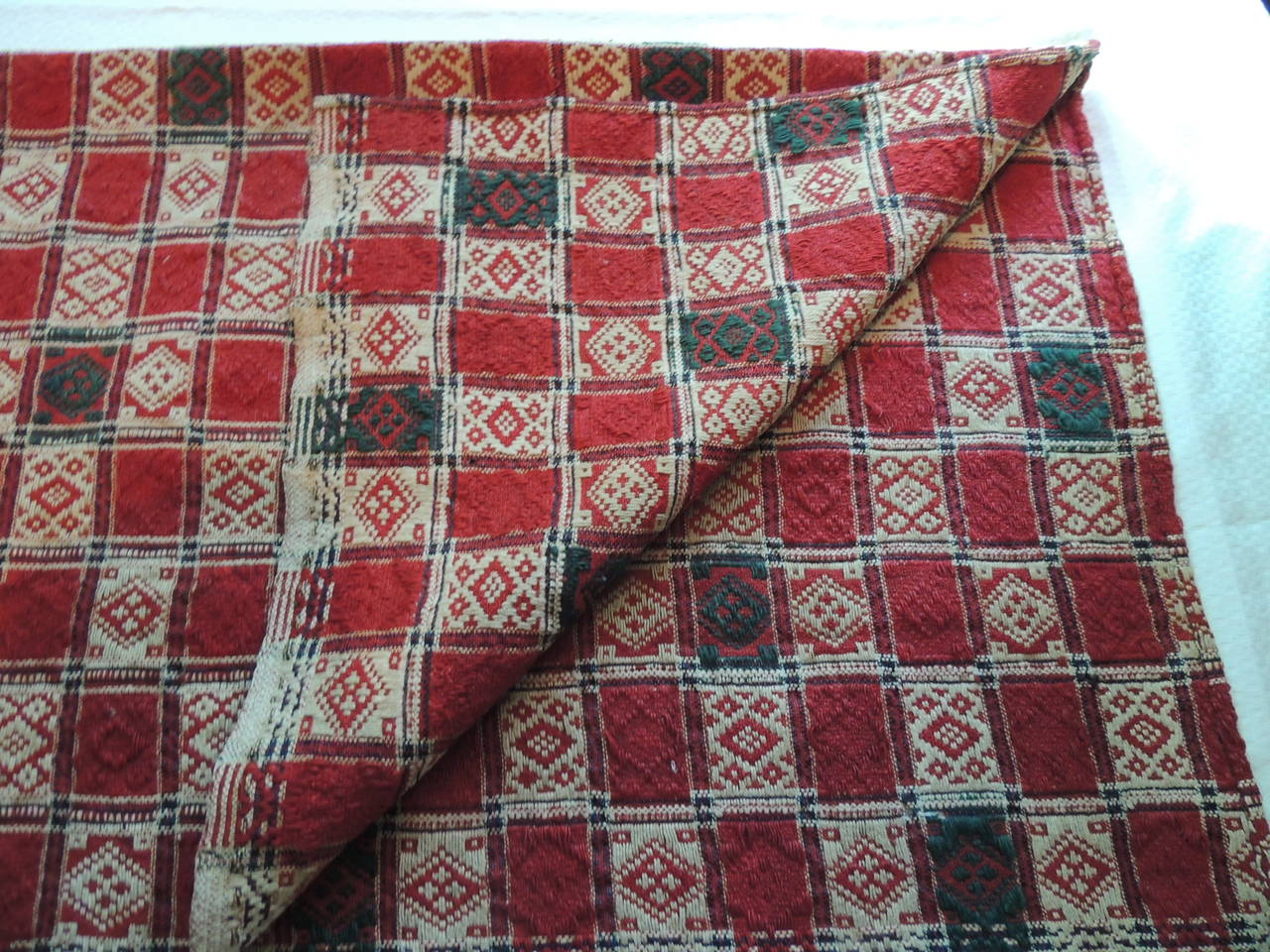 Tribal Anatolian Checkerboard Antique Textile.