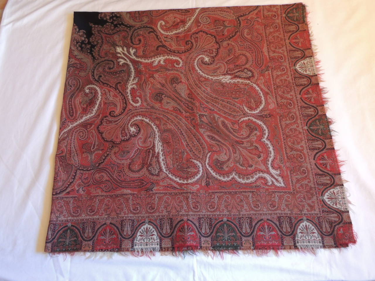 European 19th Century Kashmir Paisley Shawl Tapestry