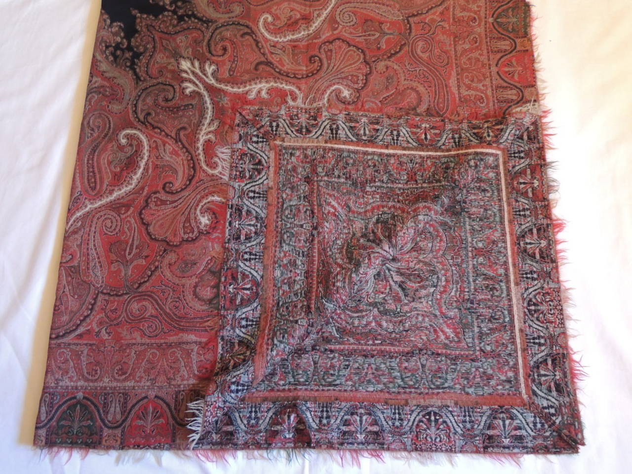 Hand-Crafted 19th Century Kashmir Paisley Shawl Tapestry