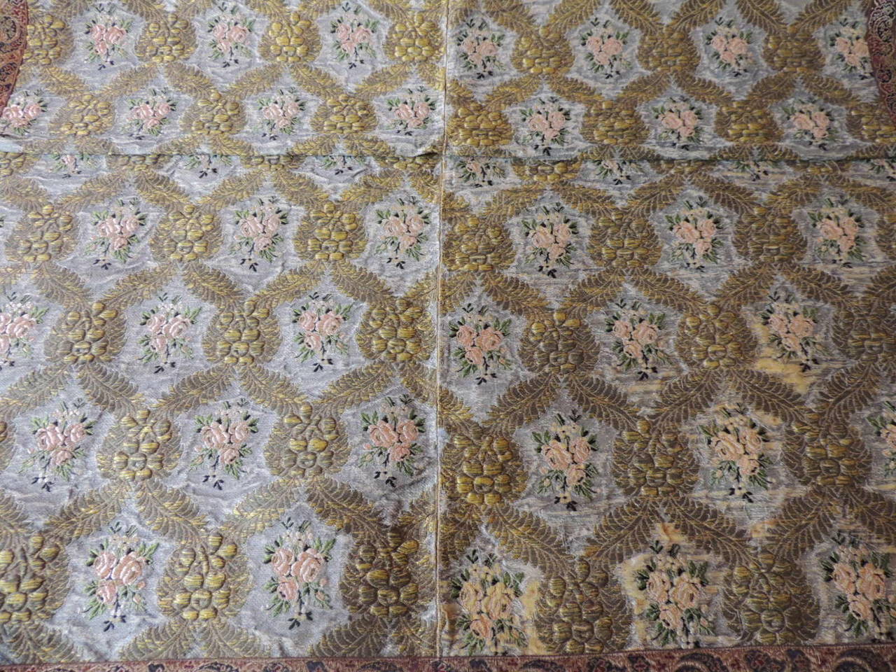 18th Century and Earlier French Brocade Antique Textile For Sale