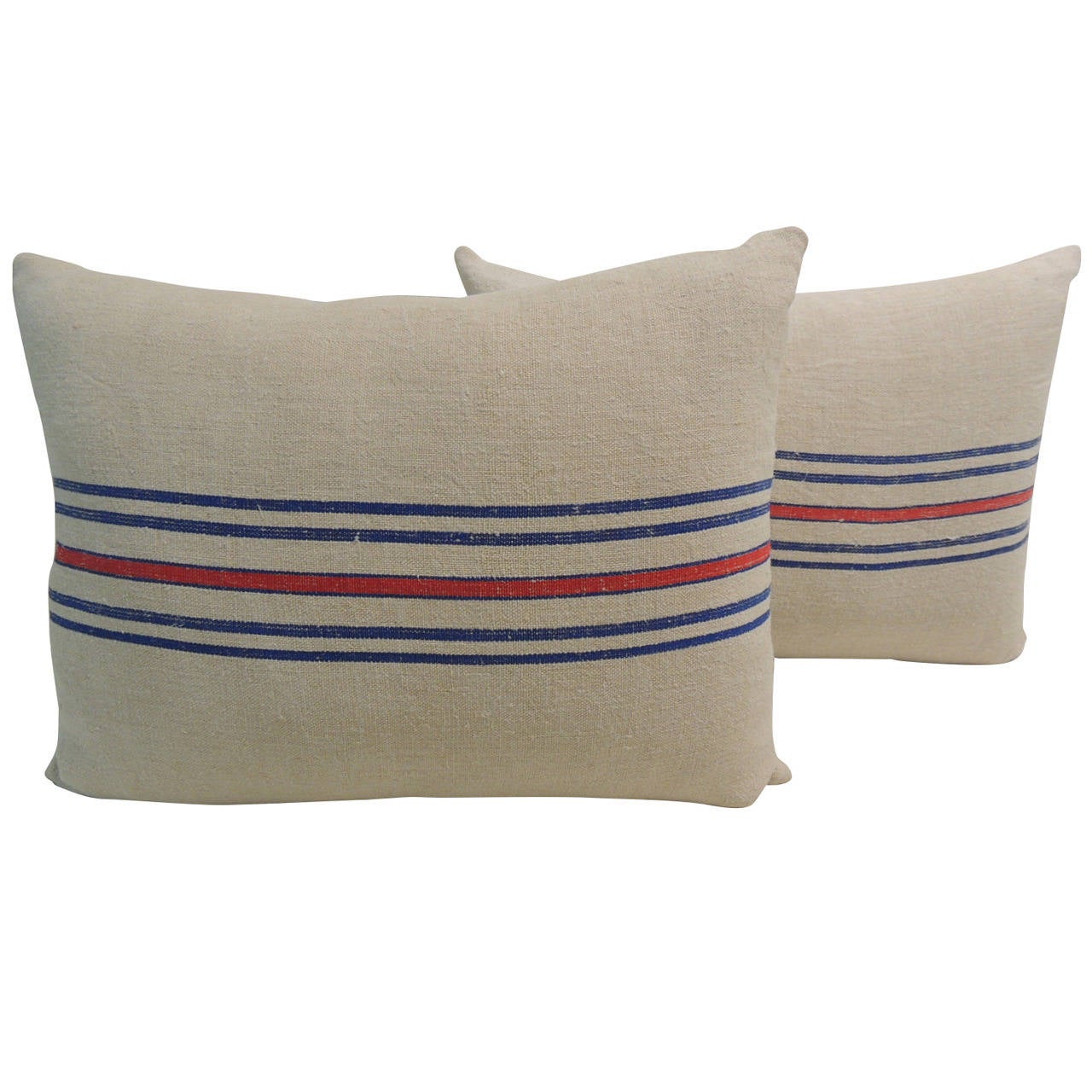Pair of French Provincial Stripe Linen Pillows at 1stdibs