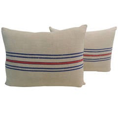 Pair of French Provincial Stripe Linen Pillows
