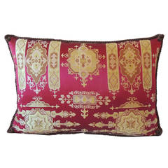 Antique French Empire Brocaded Silk Pillow.