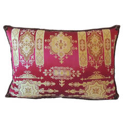 Antique French Empire Brocaded Silk Pillow. Antique French Empire Brocaded Silk Pillow.