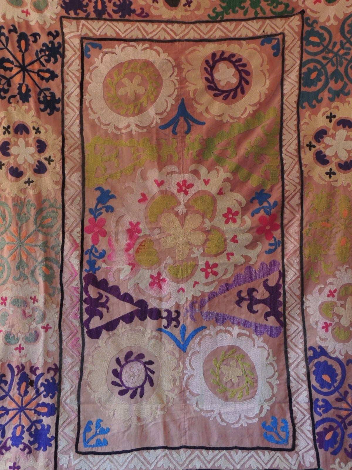 Large Vintage Pink Suzani at 1stdibs