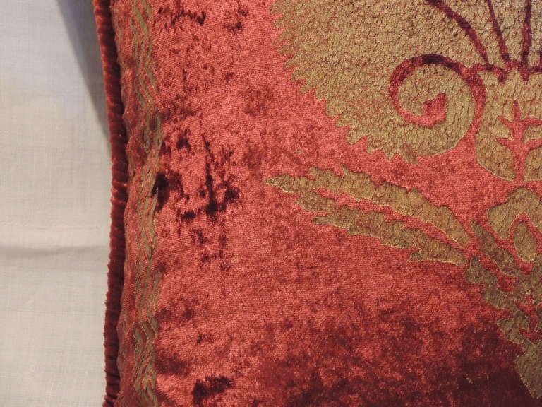 Italian Fortuny Vintage Silk Velvet Pillow. For Sale