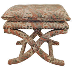 Indian Paisley Upholstered "X" Bench