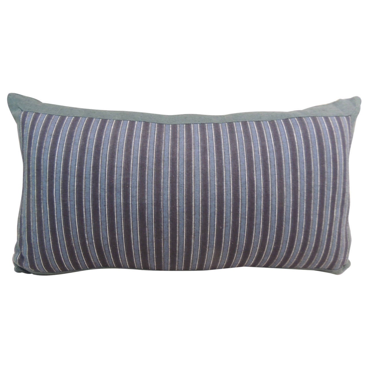 Japanese Indigo Stripe Linen Lumbar Decorative Pillow For Sale at 1stdibs