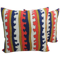Pair of Graphic French Linen Pillows.