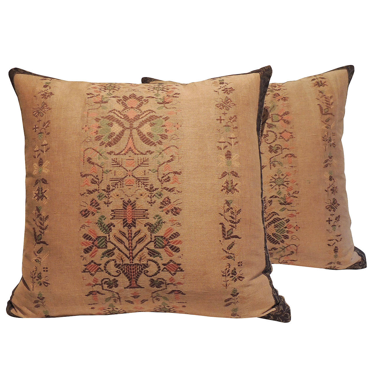 Pair of Arts and Crafts Brown Pillows. at 1stdibs