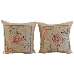 Pair of Italian Silk Embroidery Pillows.