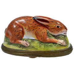 Antique Bilston Rabbit Bonbonniere