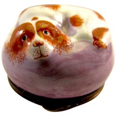 Antique King Charles Spaniel Bilston Enamel Box