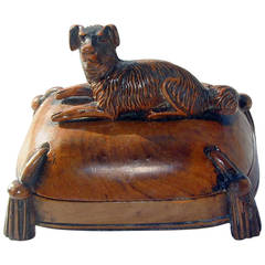 Antique Carved Walnut Stamp Box 1