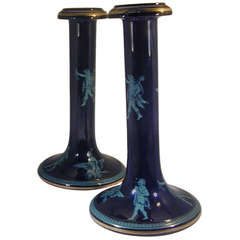 Antique Pair of Jackfield Ware Candlesticks 3
