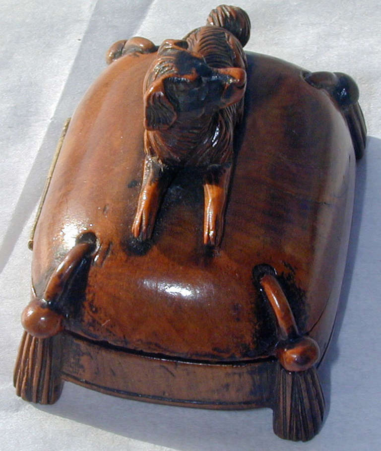 Victorian Antique Carved Walnut Stamp Box For Sale