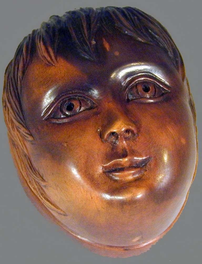 British Antique Snuff Box of a Head of a Boy For Sale