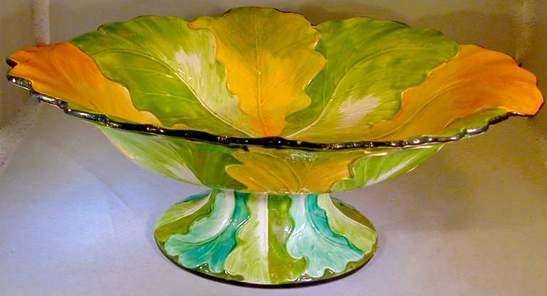 Antique Davenport Leaf Motif Compote