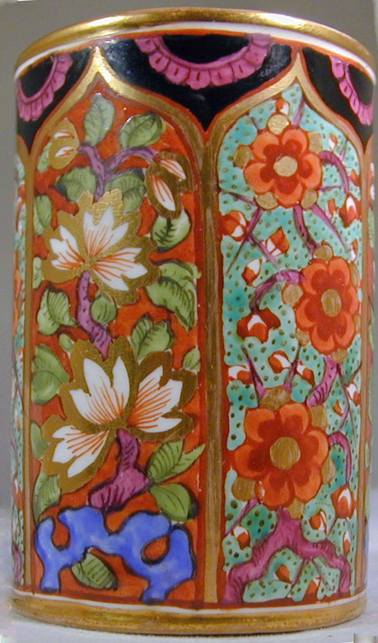 Derby porcelain spill vase in the Brocade pattern, one of the rarest, hardest to find, desirable and beautiful patterns made. The vase measures 3 1/2