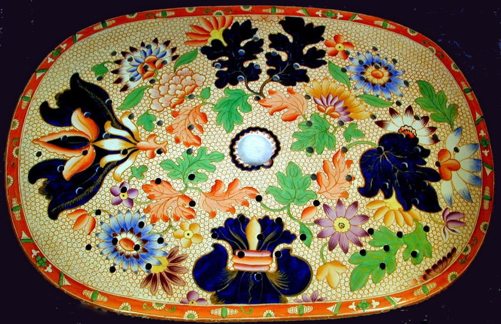 Regency Antique Spode Chrysanthemum Pattern Drainer or Mazarine