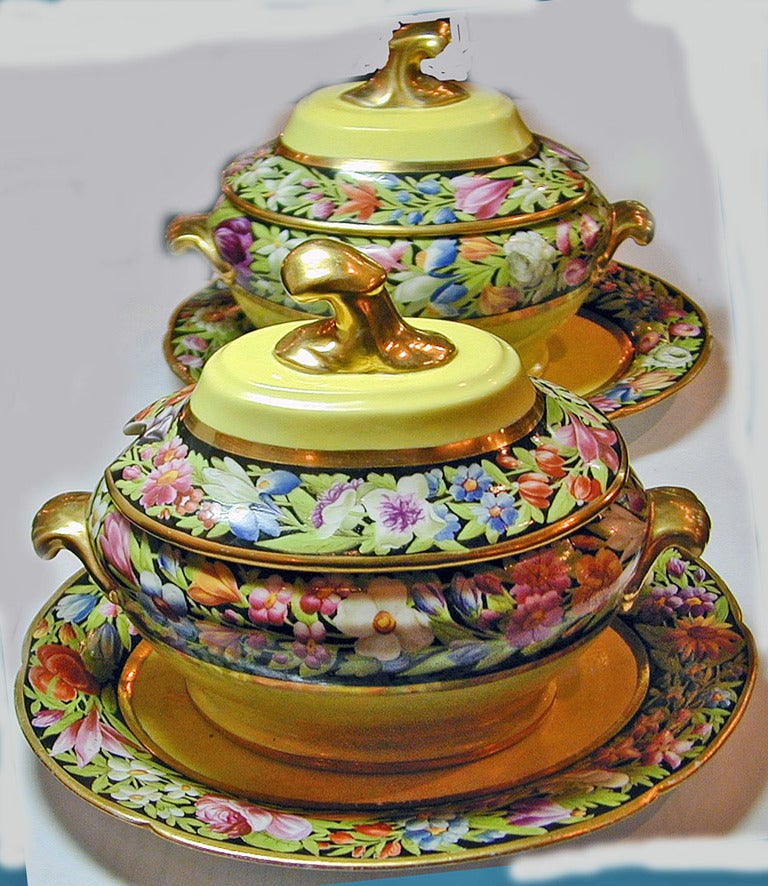 Antique Pair of Coalport Porcelain Sauce Tureens In Excellent Condition For Sale In Baltimore, MD