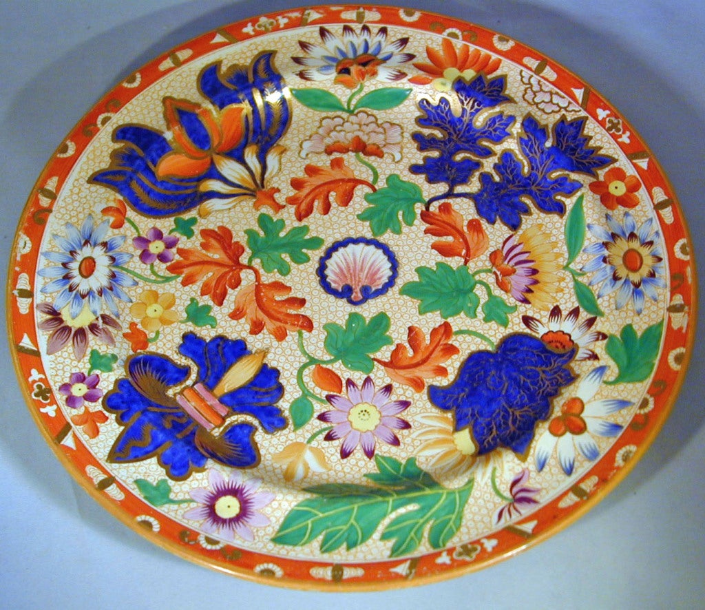 English Antique Spode Chrysanthemum Pattern Soup Plate