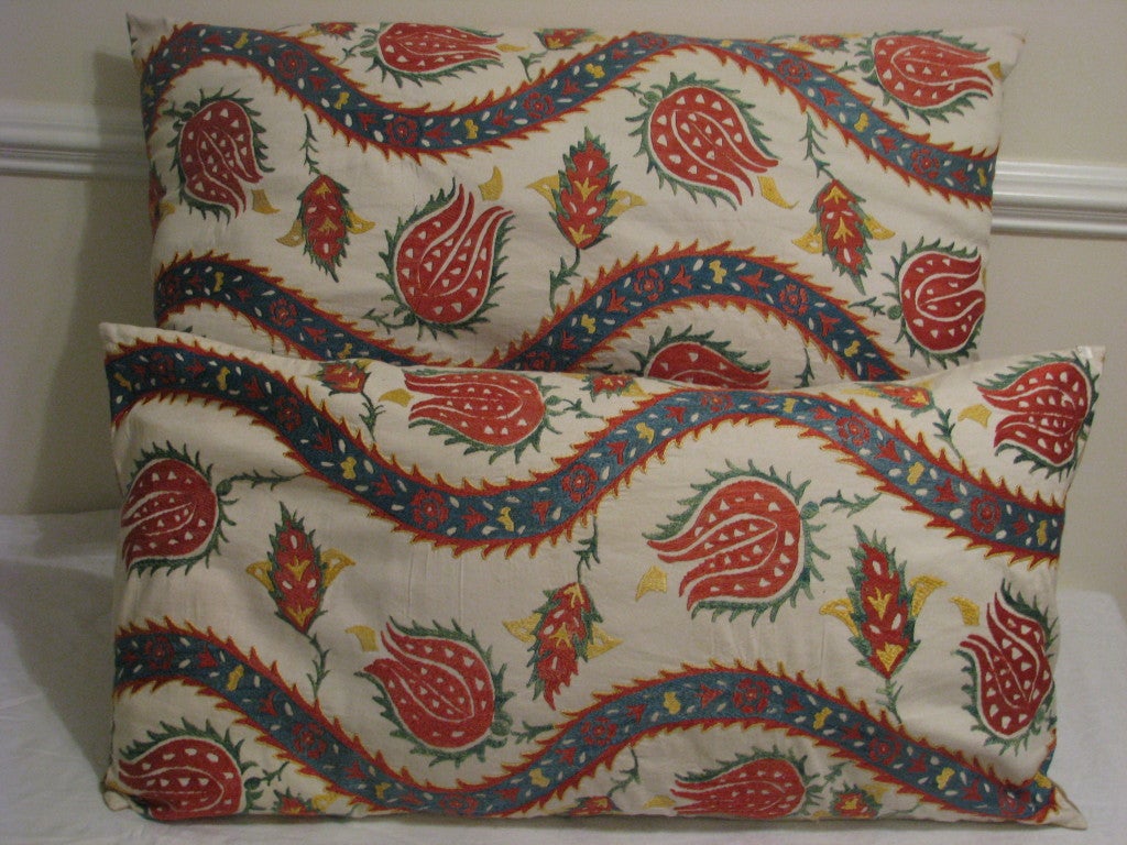Vintage Suzani Textile Large Custom-made Pillow Pair