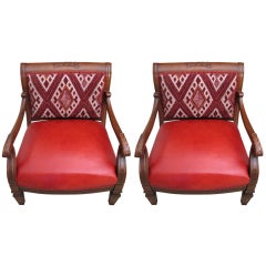 Set of Two Aydin Kilim Arm Chairs