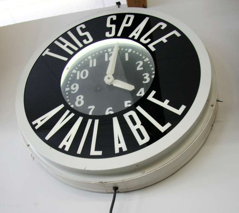 American Craftsman 'This Space Available' Neon Salesman Clock For Sale