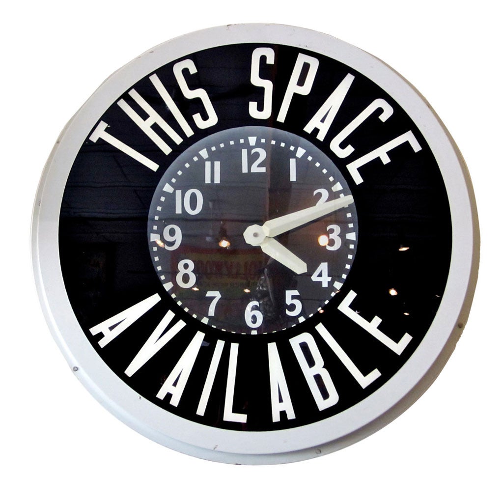 'This Space Available' Neon Salesman Clock For Sale