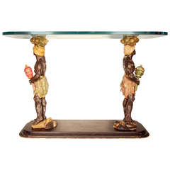 Glass Top Table with Carved Blackamoor Figures