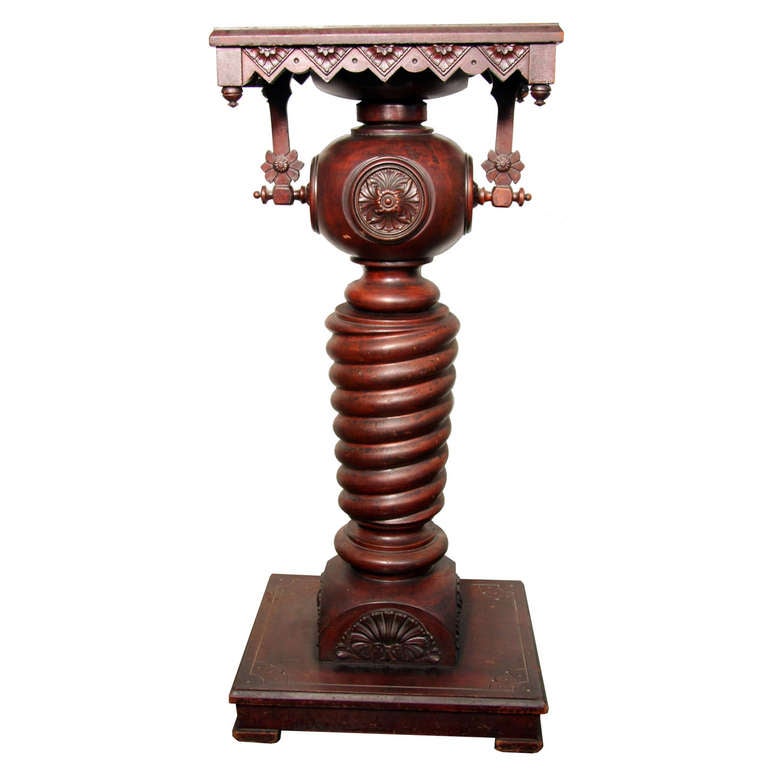 Highly Carved Rosewood Pedestal For Sale