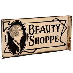 Double Sided Enamel Beauty Shoppe Sign
