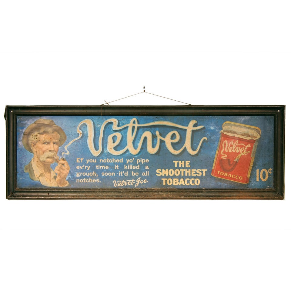 Velvet Tobacco Sign with Velvet Joe