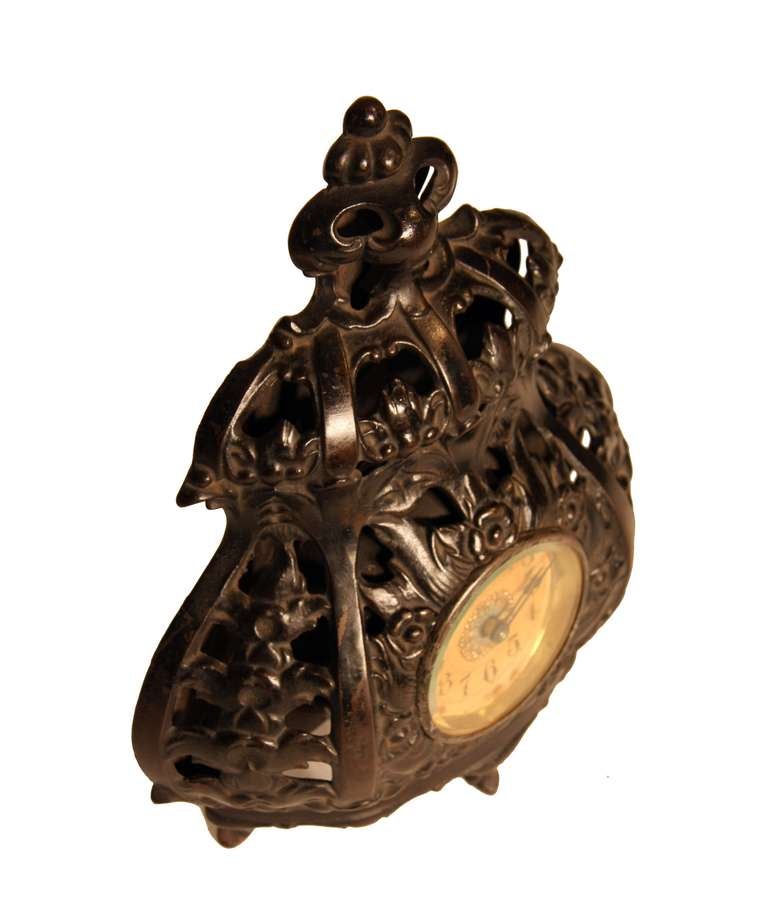 American Cast Iron Mantle Clock For Sale