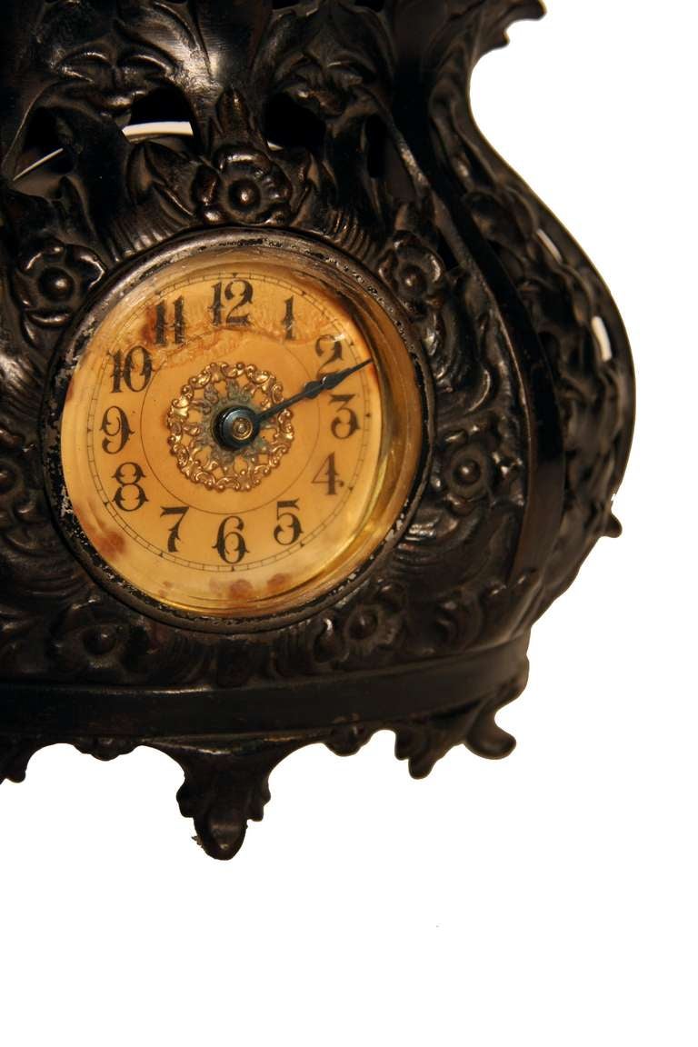 Victorian Cast Iron Mantle Clock For Sale