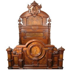 Antique Renaissance Revival Bed and Vanity