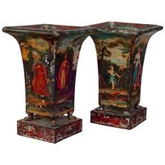 Pair of Tole Peinte Beaker-Form Jardinieres 10