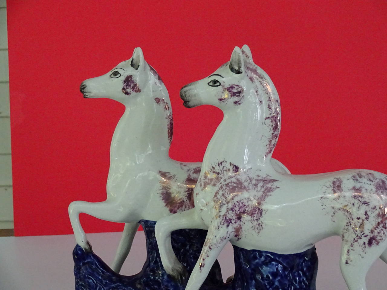 Pair of Staffordshire prancing horses 2