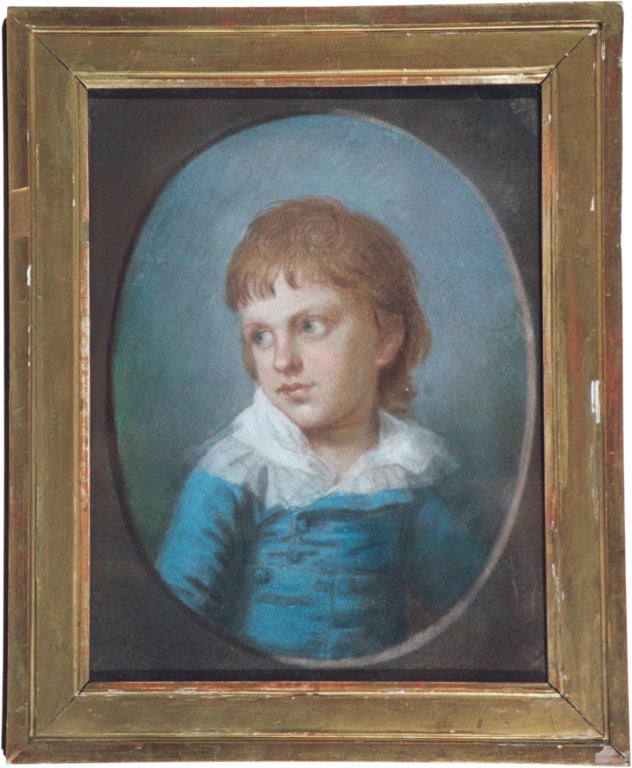French A Pair of 18th c. Pastels of Young Children For Sale